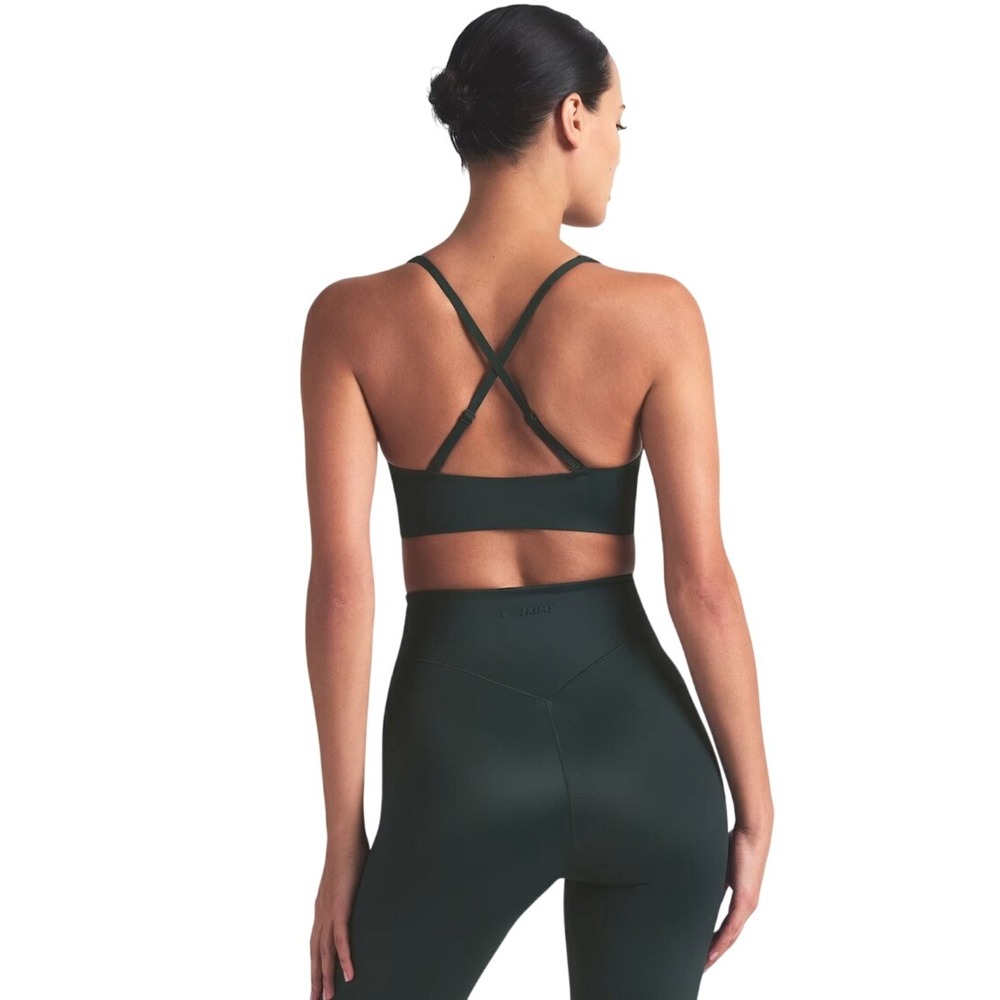 Skims Nike Shine V-Neck Bra BR-SPT-5191W Dark Teal Medium Sport Bra - Picture 4 of 6